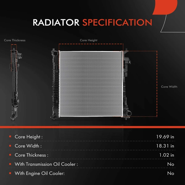 Radiator without Oil Cooler for Kia K5 2021-2024 1.6L 2.5L