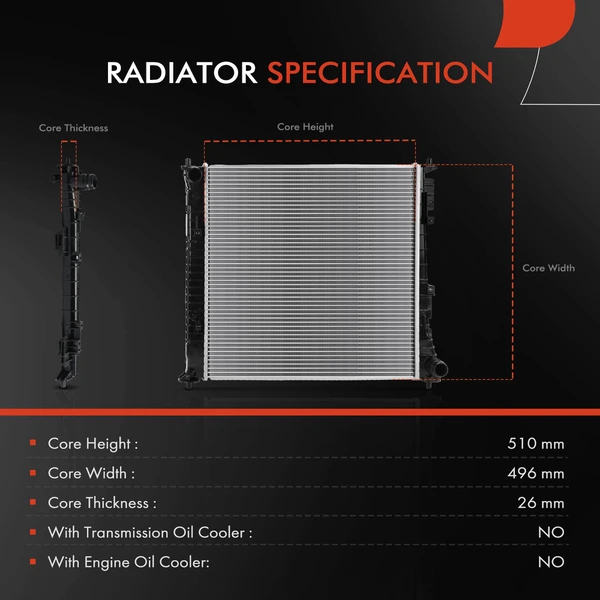 Radiator with Transmission Oil Cooler for 2021-2023 Kia Sorento