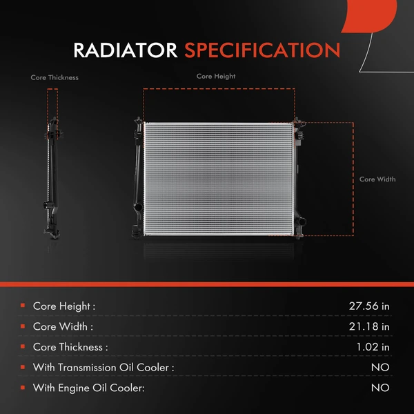 Radiator without Transmission Oil Cooler for Toyota Sienna 2021-2024 L4 2.5L