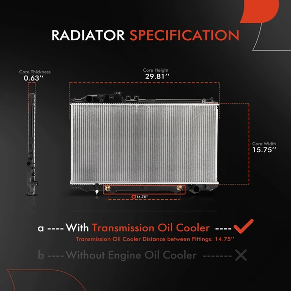 Aluminum Radiator with Transmission Oil Cooler for Lexus GS430 2001-2005 V8 4.3L