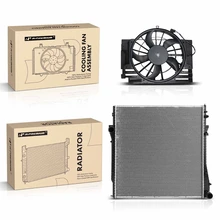 2 Pcs Radiator & Cooling Fan Assembly Kit for 2000-2006 BMW X5