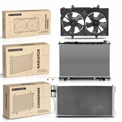 3 Pcs Radiator & AC Condenser & Cooling Fan Kit