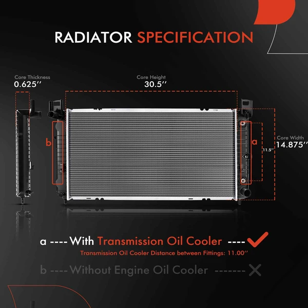 Aluminum Radiator with Transmission Oil Cooler for Chevrolet Uplander Buick Pontiac Olds
