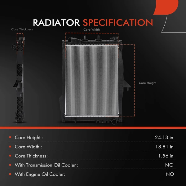 Aluminum Radiator without Oil Cooler for Chrysler Aspen 07-09 Dodge Durango 04-09 V8 5.7L