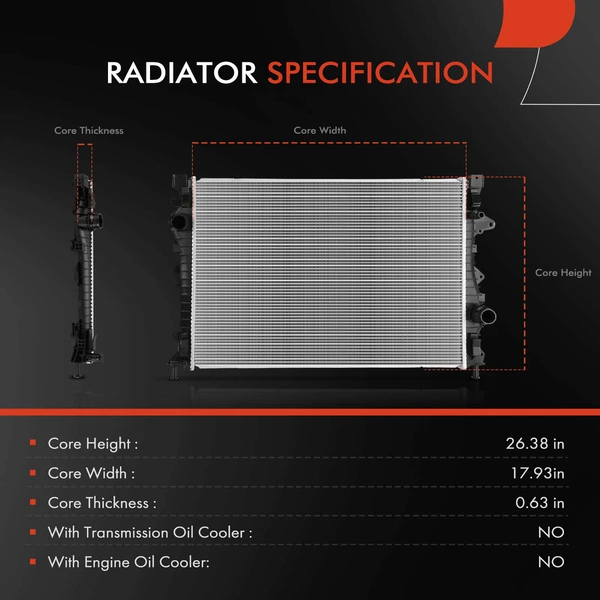 Radiator for Land Rover Discovery Sport Range Rover Evoque 2018-2019 2.0L 16mm