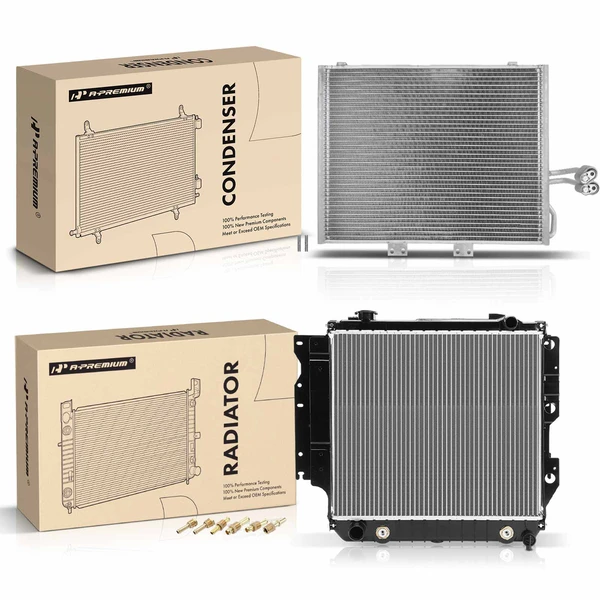Radiator & AC Condenser Cooling Kit for Jeep TJ Wrangler 04-06 L4 2.4L L6 4.0L