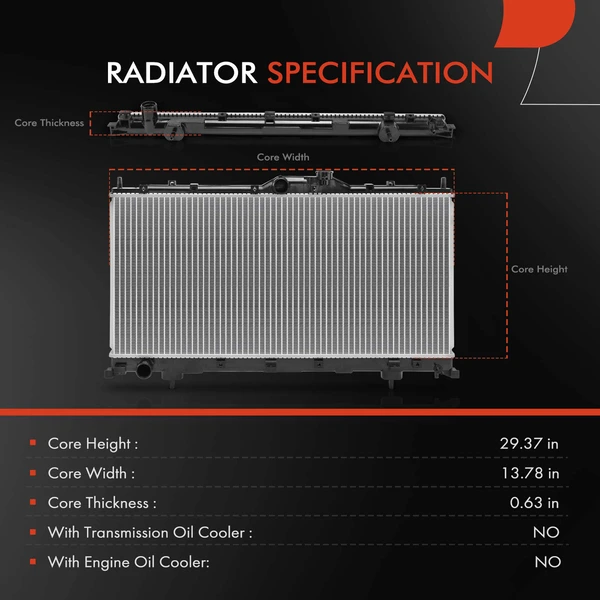 Aluminum Radiator without Oil Cooler for Mitsubishi Eclipse 2006-2012 L4 2.4L