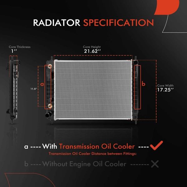 Aluminum Radiator with Transmission Oil Cooler for Chevrolet HHR 2006-2011