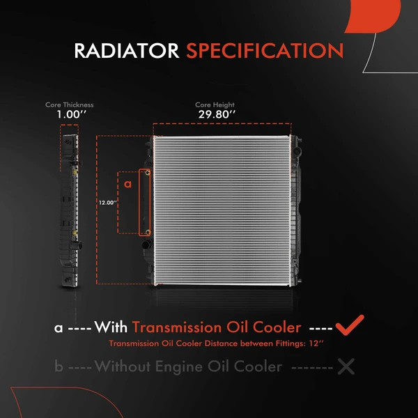 Radiator with Transmission Oil Cooler for Ford F-250 F-350 Super Duty 2005-2007