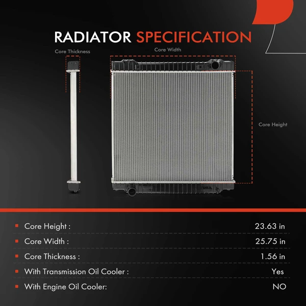 Radiator with Transmission Oil Cooler for Ford E350 E450 Super Duty 04-10