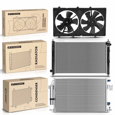 3 Pcs Radiator & AC Condenser & Cooling Fan Kit