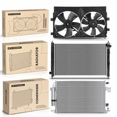 3 Pcs Radiator & AC Condenser & Cooling Fan Kit
