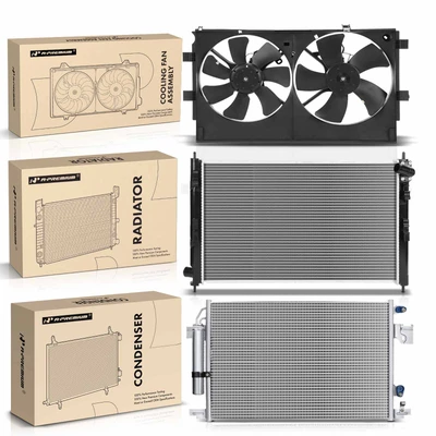 3 Pcs Radiator & AC Condenser & Cooling Fan Kit