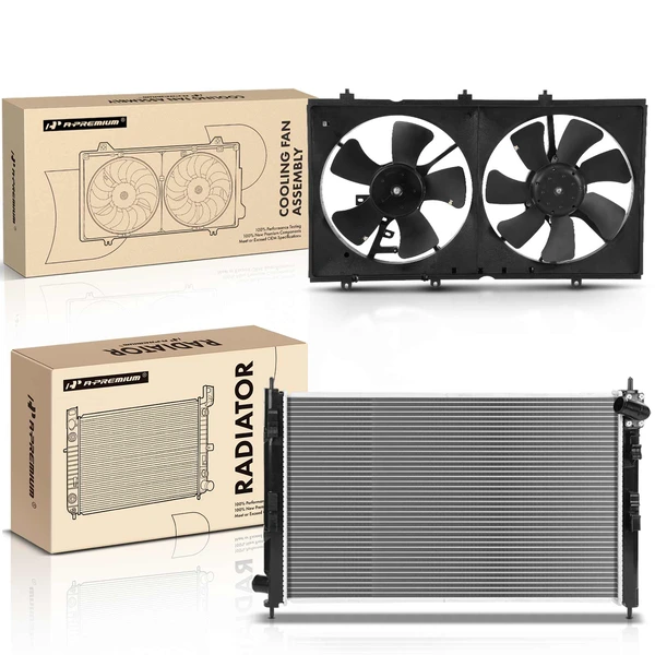 2 Pcs Radiator & Cooling Fan Assembly Kit for Mitsubishi Lancer 2008-2014 L4 2.0L