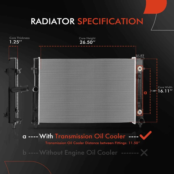 Aluminum Radiator with Transmission Oil Cooler for Pontiac GTO 2005-2006 V8 6.0L