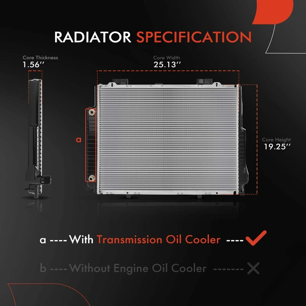 Radiator with Transmission Oil Cooler for Mercedes-Benz E55 AMG 1999-2003 V8 5.5L