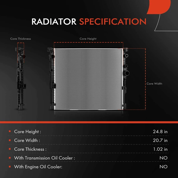Aluminum and Plastic Radiator for BMW 530e 530e xDrive 740e xDrive 750i xDrive