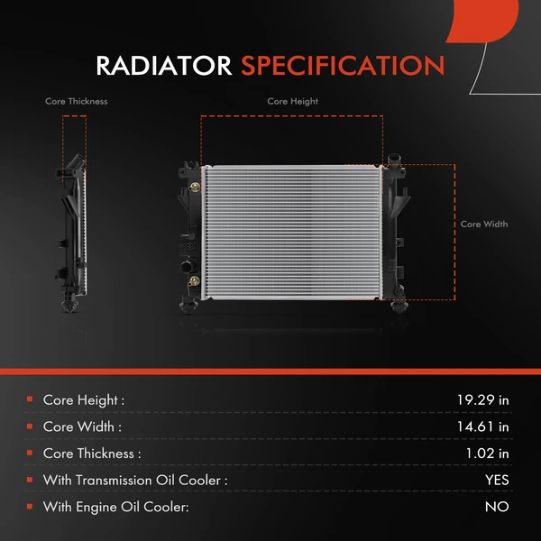 Radiator with Transmission Oil Cooler for Pontiac Solstice 06-09 Saturn Sky 07-10