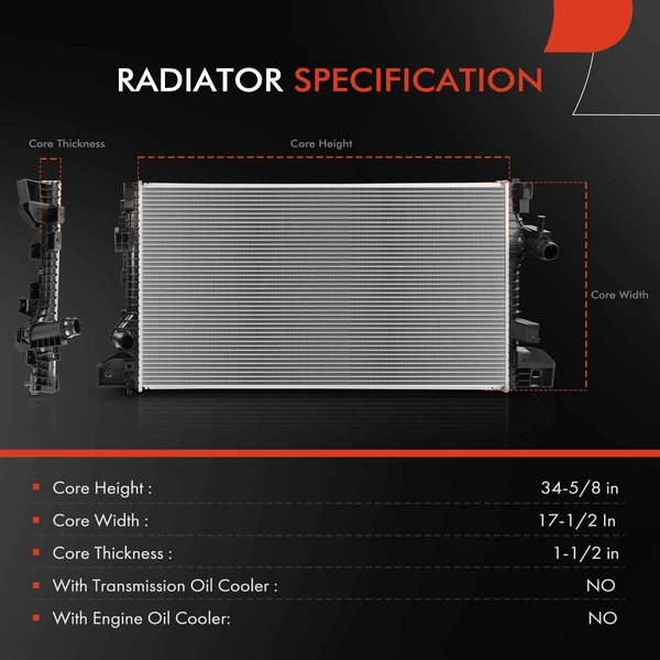 Radiator without Oil Cooler for Ford F-150 2017-2022 Expedition