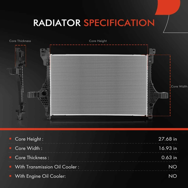 Aluminum & Plastic Radiator for Volvo XC40 2023 2024 L4 2.0L Turbocharged MHEV