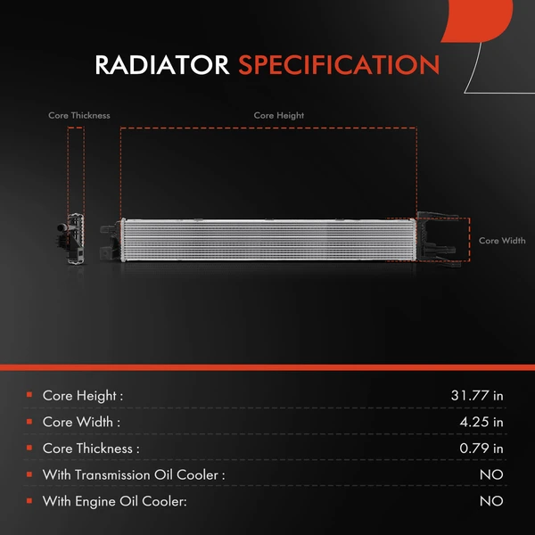Front Lower Outer Radiator for Ford F-150 F150 2021-2023 V6 3.5L Aluminum