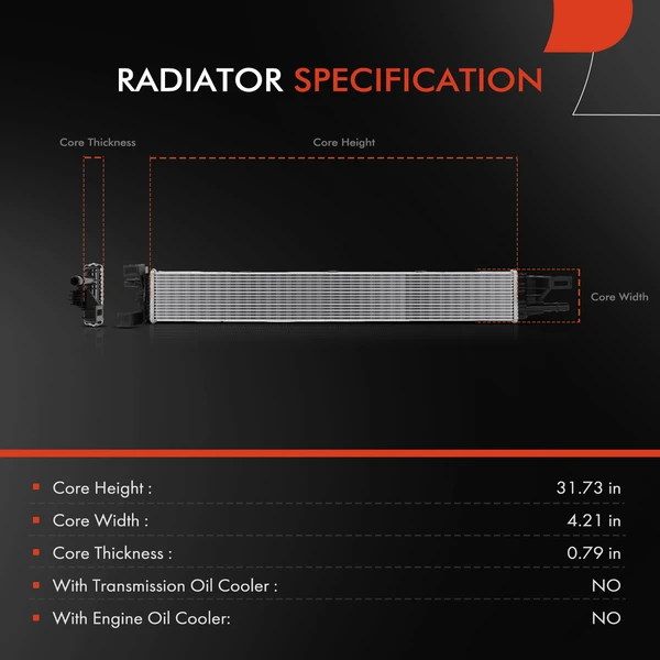 Front Lower Inner Radiator for Ford F-150 F150 2021-2023 V6 3.5L Aluminium