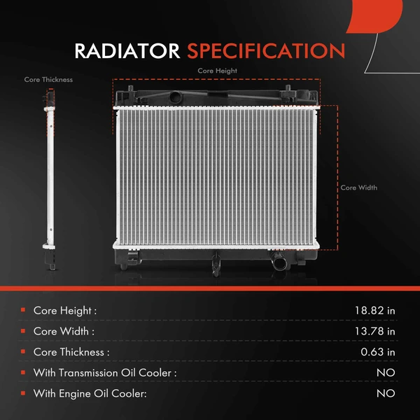 Radiator without Oil Cooler for Toyota Yaris 2007-2018 Scion xD 2008-2014 Manual