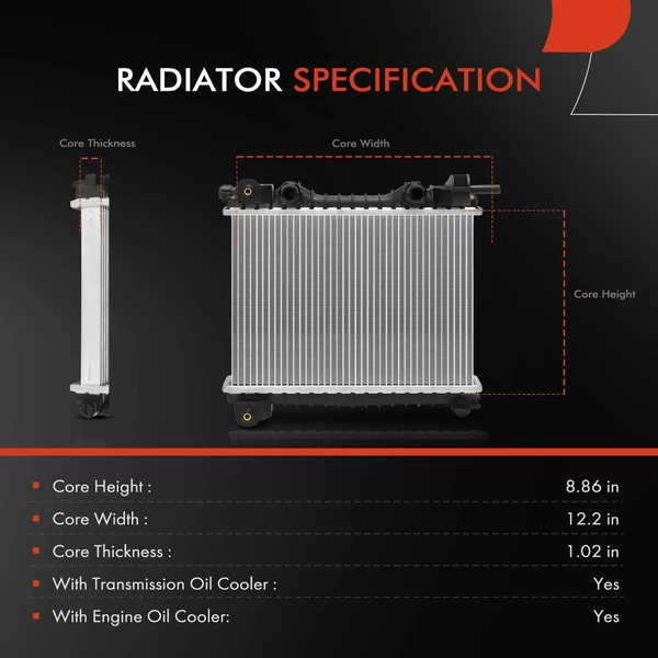 Driver Radiator with Oil Cooler for Alfa Romeo Giulia Stelvio 2017-2024 2.0L 2.9L