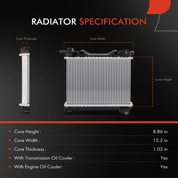 Passenger Radiator with Oil Cooler for Alfa Romeo Giulia Stelvio 2017-2024 2.0L 2.9L