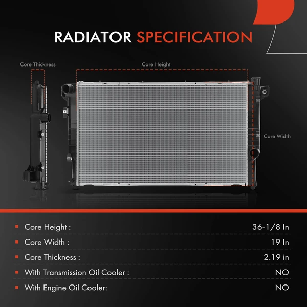 Radiator without Oil Cooler for Dodge Ram 2500 Ram 3500 1994-2002 L6 5.9L