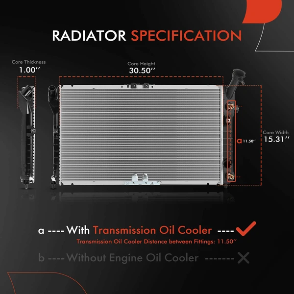 Radiator with Transmission Oil Cooler for Chevrolet Monte Carlo Pontiac Grand Prix