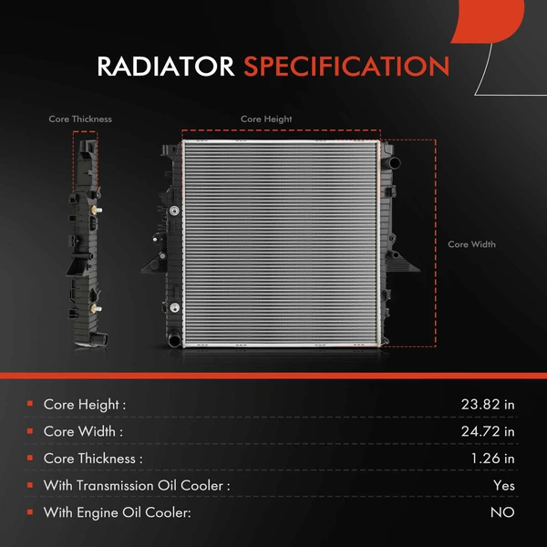 Radiator with Transmission Oil Cooler for Land Rover LR3 2005-2009 Range Rover Sport