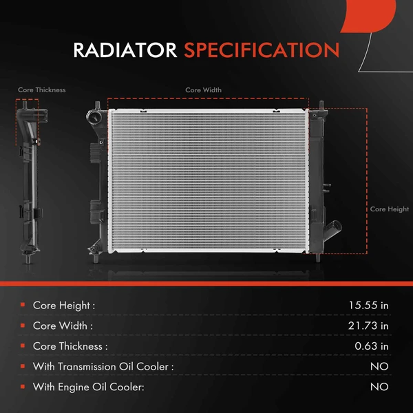 Radiator without Transmission Oil Cooler for Hyundai Elantra Kia Manual