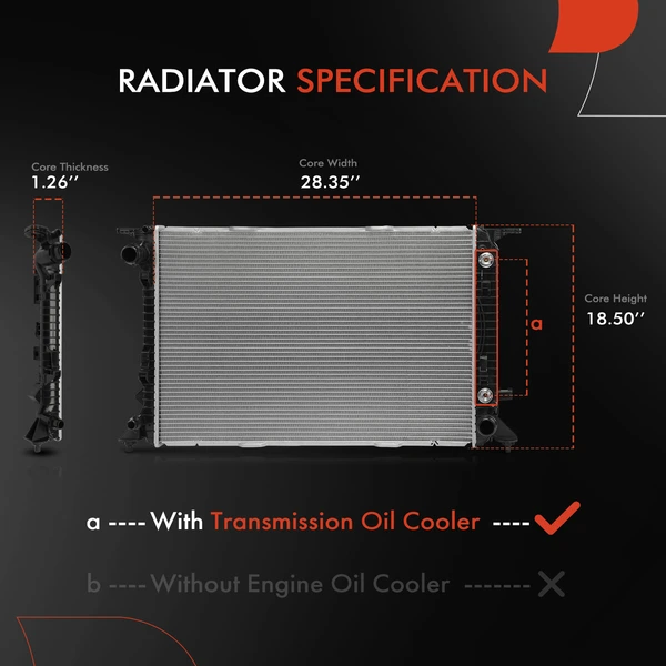 Radiator with Transmission Oil Cooler for Audi A4 Quattro Q5 S4 S5 Porsche Macan