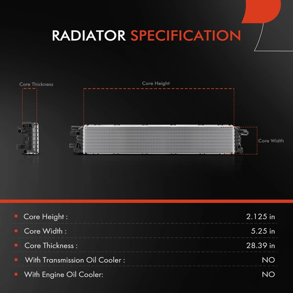 Aluminum Radiator without Oil Cooler for Audi A6 A7 Quattro 2016-2018 SQ5 Supercharged