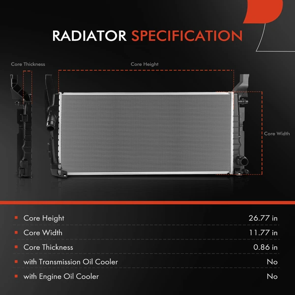 Aluminum & Plastic Radiator for Mini Cooper 2016-2019 Cooper Countryman 2017-2019