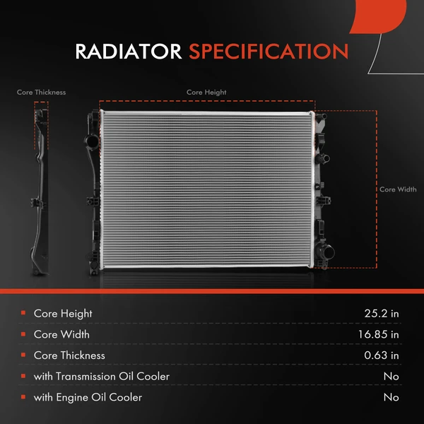 Radiator for Mercedes-Benz W205 C300 C43 AMG W212 W213 E200 E43 AMG