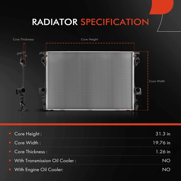 Aluminum and Plastic Radiator for Porsche Panamera 2019-2023 V6 2.9L