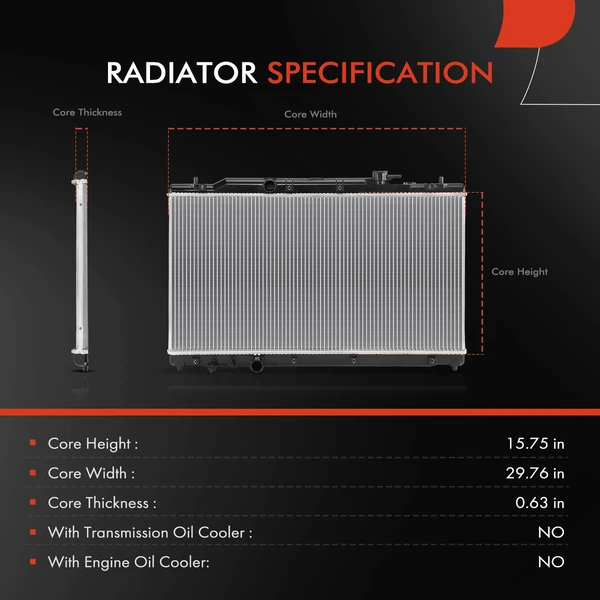 Radiator without Oil Cooler for Honda HR-V 2023-2024 2.0L Downflow