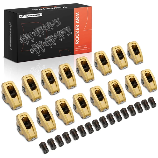 Gold 2024 Aluminum Rocker Arms for Chevy SBC 350 1.5 Ratio Needle Bearings