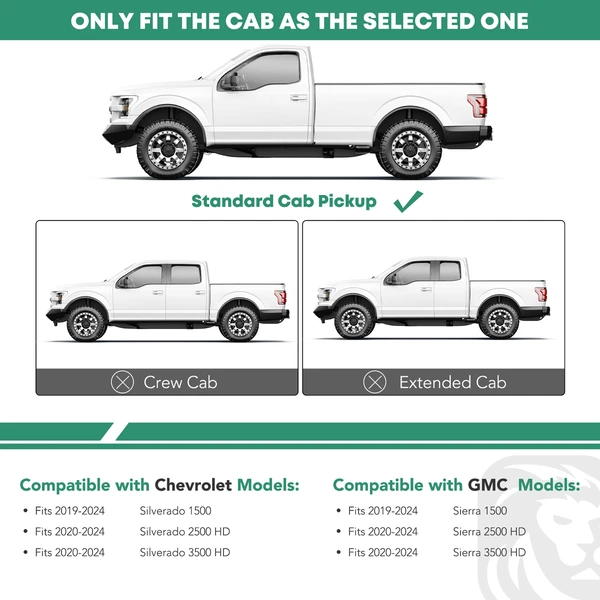 7 Inch Textured Black Aluminum Running Boards for 2020-2024 GMC Sierra 2500 HD