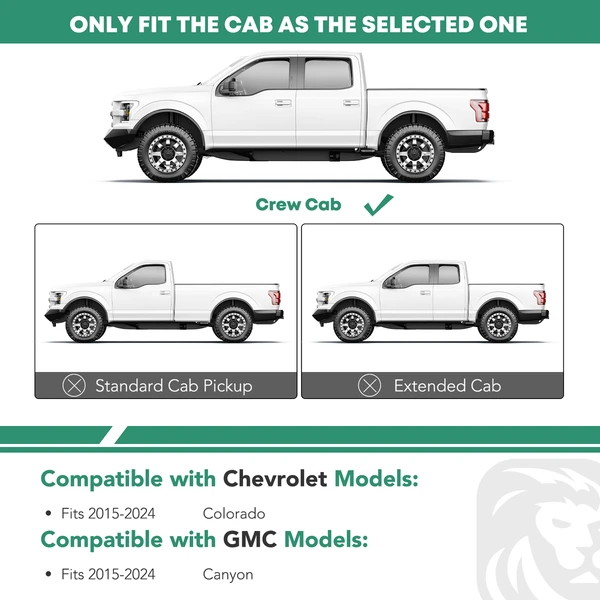 5 Inch Textured Black Aluminum Running Boards for 2015-2024 Chevrolet Colorado