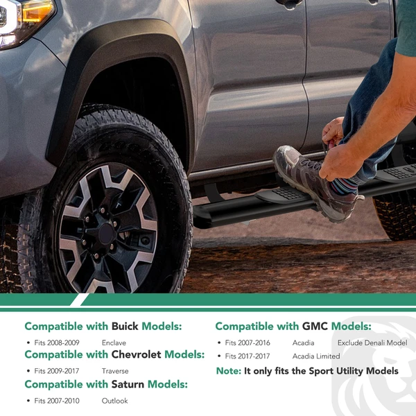 5.5 Inch Black Aluminum Running Boards for 2009-2017 Chevrolet Traverse