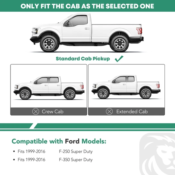 7 Inch Textured Black Aluminum Running Boards for 1999-2016 Ford F-350 Super Duty