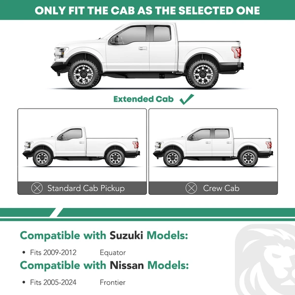 5.5 Inch Black Aluminum Running Boards for 2005-2024 Nissan Frontier