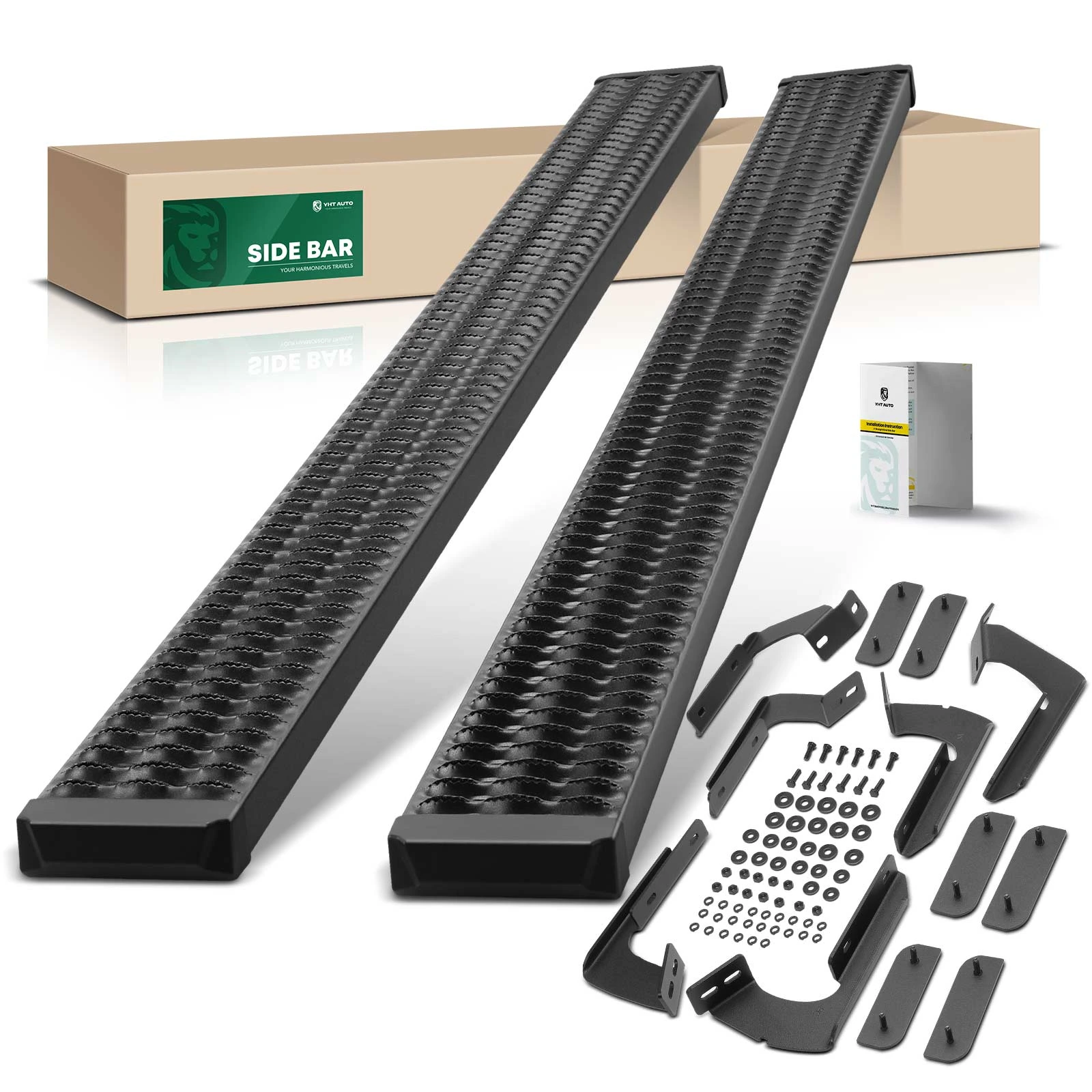 The A-premium 7 Inch Textured Black Aluminum Running Boards for Toyota Tundra 07-21 Extended Image 