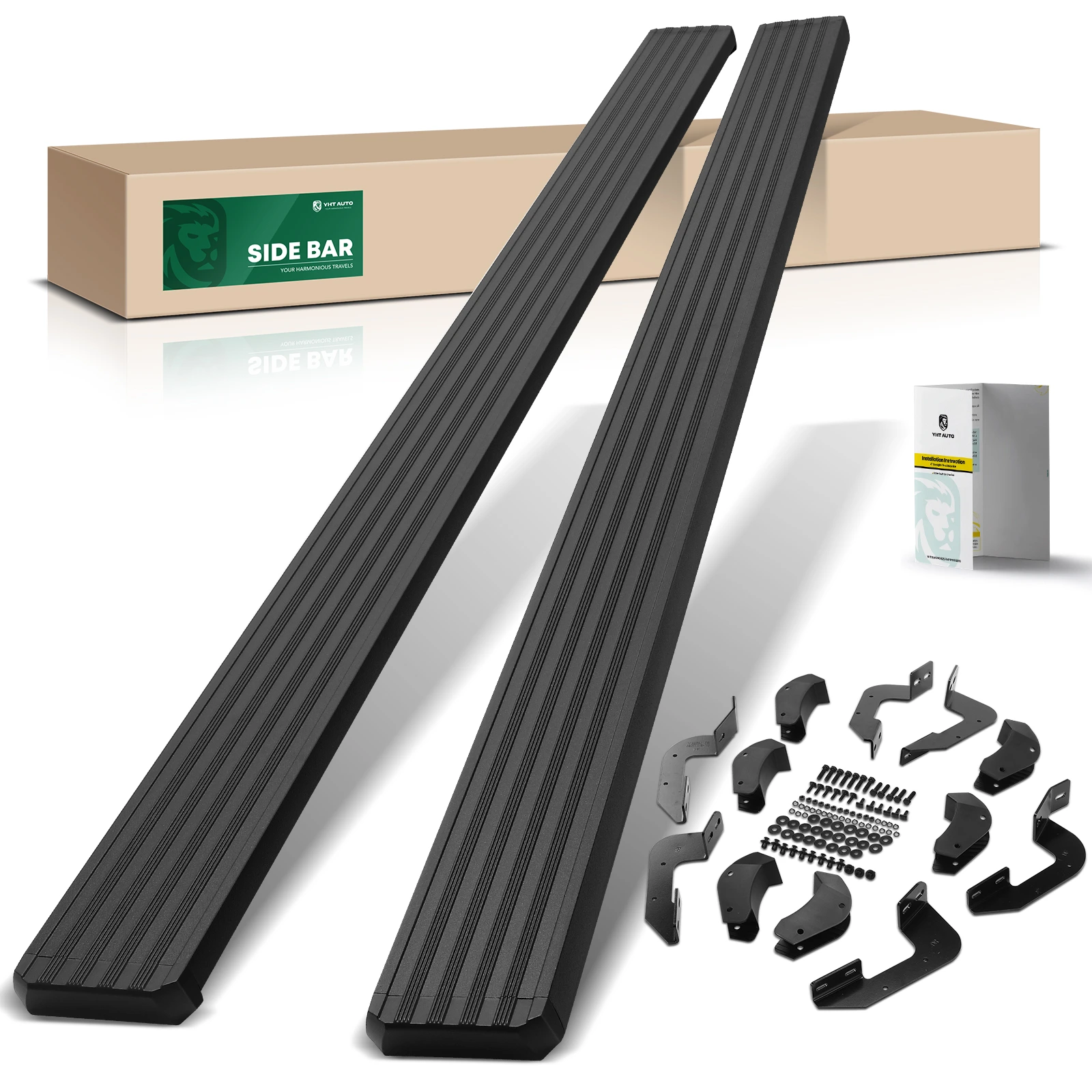 The A-premium 5 Inch Textured Black Aluminum Running Boards for Toyota Tundra 07-21 Extended Image 
