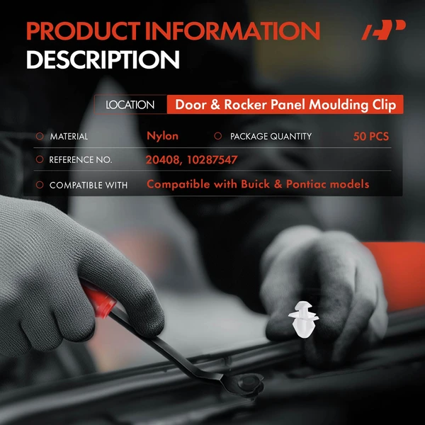 50 Pcs 8mm Nylon White Door & Rocker Panel Molding Clip A-Premium APRCF243