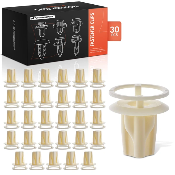 30 Pcs 9mm Nylon White Front Fender Liner Screw Grommet A-Premium APRCF245