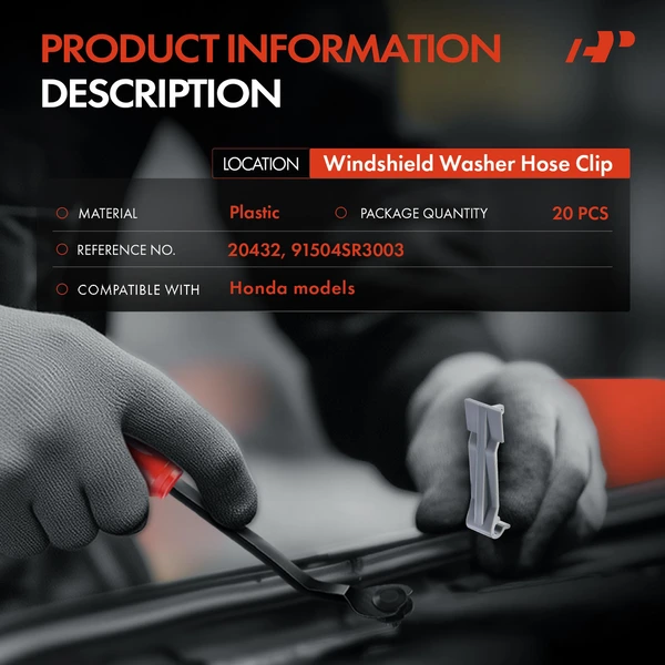 20 Pcs Plastic Gray Windshield Washer Hose Clip A-Premium APRCF250
